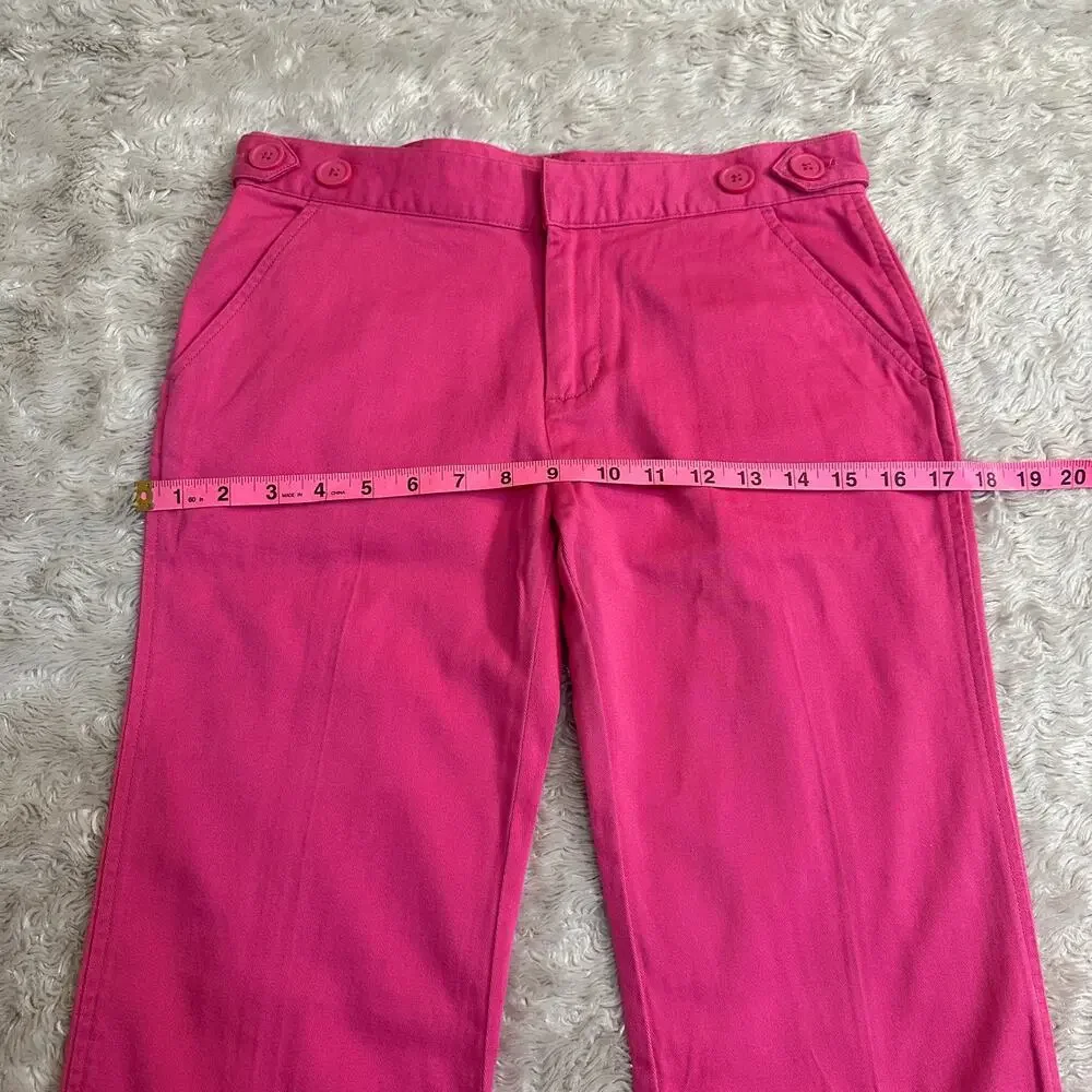 Vintage Y2K Girls 16 Ralph Lauren Pink Chino Bootcut Jeans Pants Cotton
